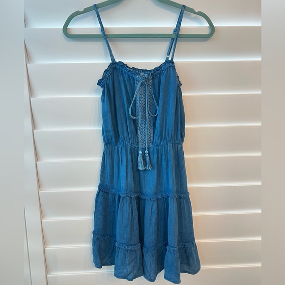 Salty Lemon Dresses & Skirts - Denim Blue Dress with Crochet Details